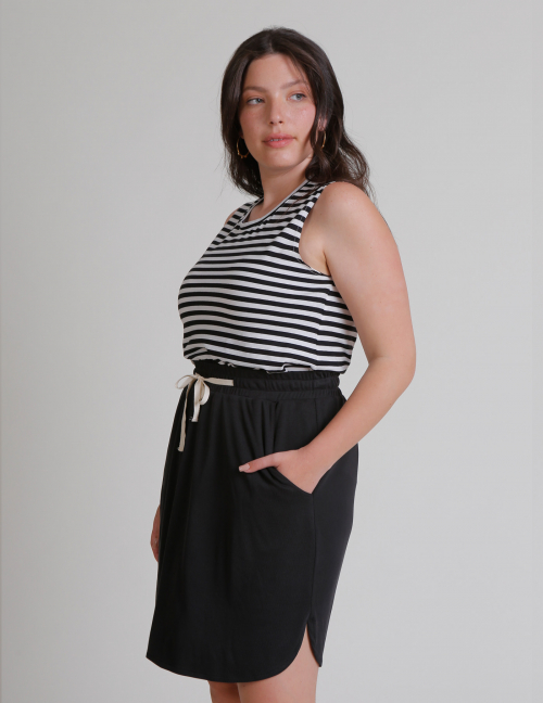 Alef Alef | אלף אלף - בגדי מעצבים | גופיית LALA שחור פס לבן Alef Alef | אלף אלף - בגדי מעצבים | גופיית LALA שחור פס לבן