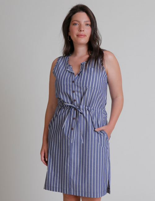 Alef Alef | אלף אלף - בגדי מעצבים | שמלת OAK פסים כחול לבן Alef Alef | אלף אלף - בגדי מעצבים | שמלת OAK פסים כחול לבן