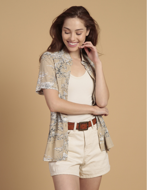 Alef Alef | אלף אלף - בגדי מעצבים | חולצת JUNGLE פרחים קרם Alef Alef | אלף אלף - בגדי מעצבים | חולצת JUNGLE פרחים קרם