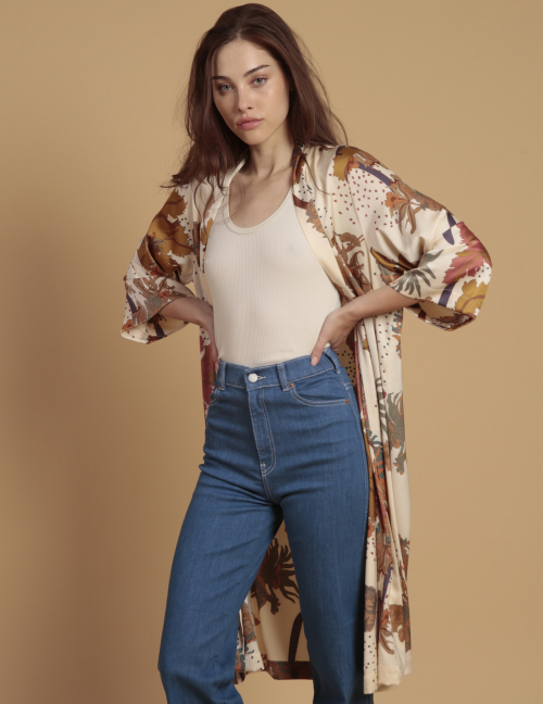 Alef Alef | אלף אלף - בגדי מעצבים | קימונו YAKUSIMA פרחים קרם Alef Alef | אלף אלף - בגדי מעצבים | קימונו YAKUSIMA פרחים קרם