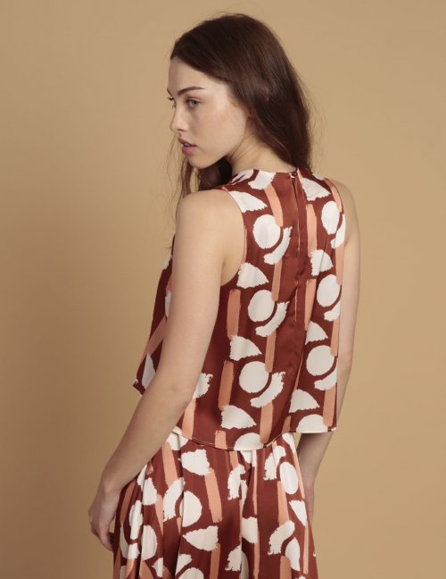 Alef Alef | אלף אלף - בגדי מעצבים | גופיית CANO ורוד דפוס שמנת Alef Alef | אלף אלף - בגדי מעצבים | גופיית CANO ורוד דפוס שמנת