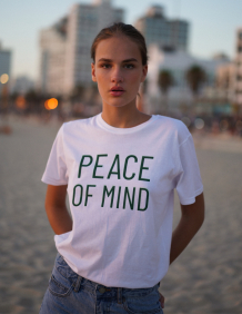 Alef Alef | אלף אלף - בגדי מעצבים | טי שירט PEACE OF MIND לבנה