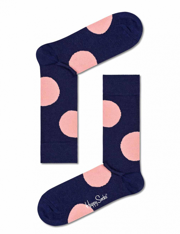 Alef Alef | אלף אלף - בגדי מעצבים | זוג Happy socks כחול עיגול ורוד