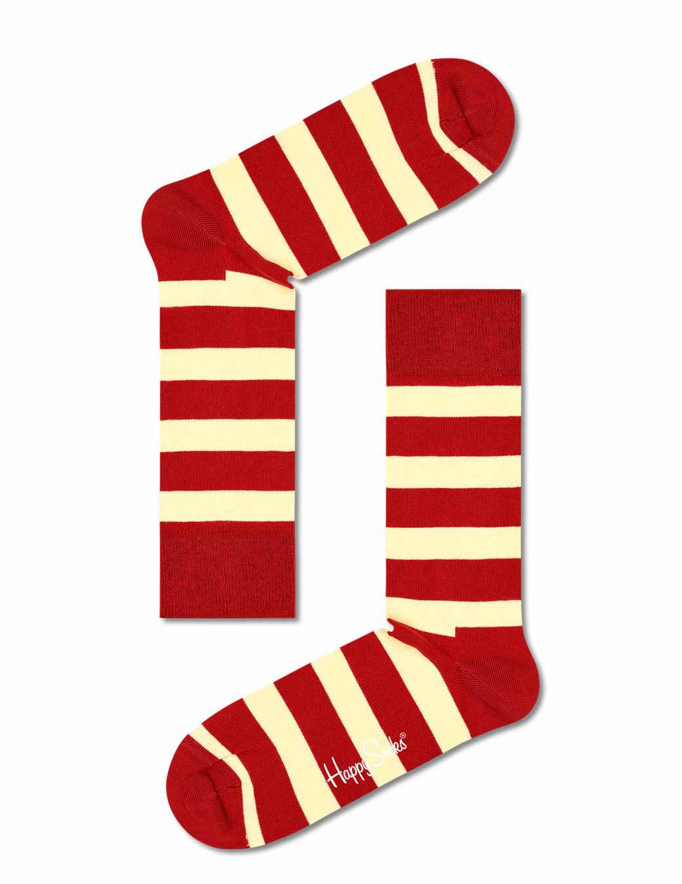 Alef Alef | אלף אלף - בגדי מעצבים | זוג Happy socks פסים צהוב אדום