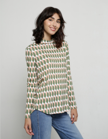 Alef Alef | אלף אלף - בגדי מעצבים | חולצת DONNA וורוד פרינט ירוק