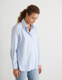 Alef Alef | אלף אלף - בגדי מעצבים | חולצת OLIVIA מכופתרת כחול פס לבן