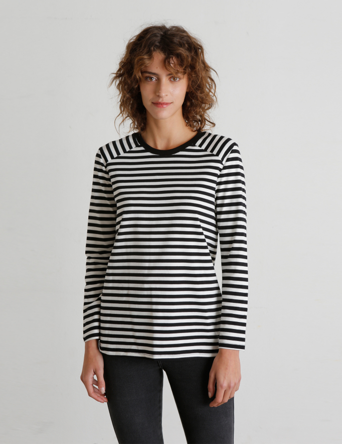 Alef Alef | אלף אלף - בגדי מעצבים | חולצת TINA שחור פס לבן