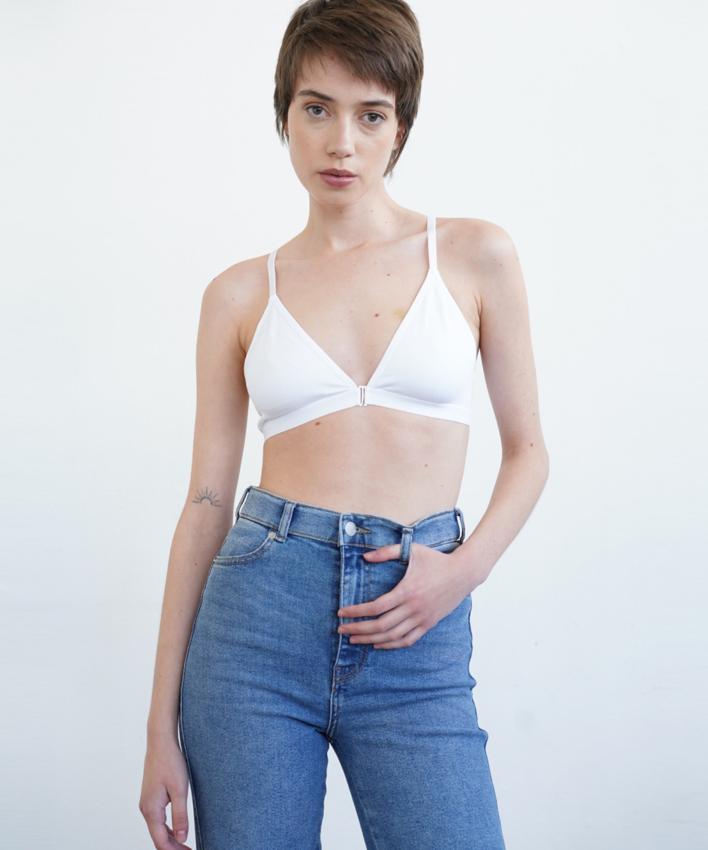 חזיית כותנה סגירה קדמית לבנה