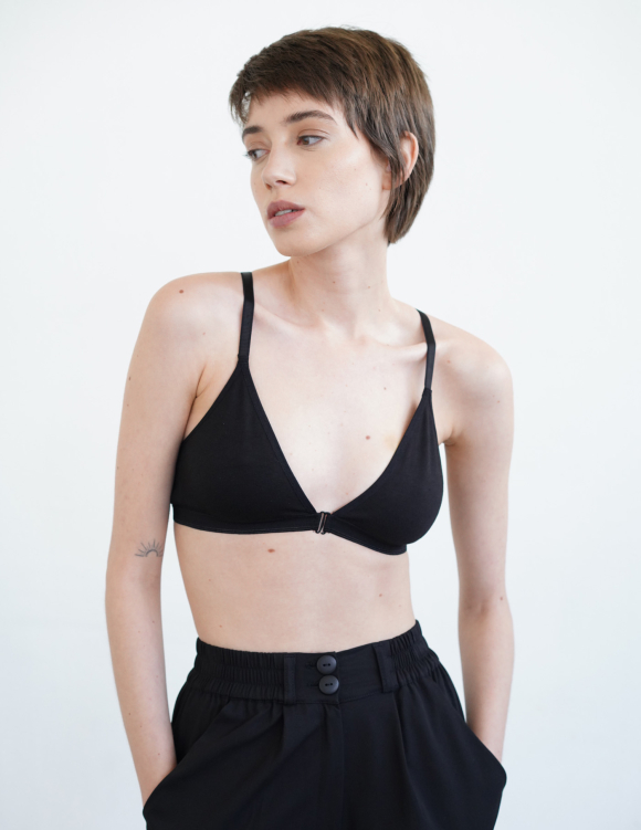 Alef Alef | אלף אלף - בגדי מעצבים | חזיית כותנה שחורה Alef Alef | אלף אלף - בגדי מעצבים | חזיית כותנה שחורה