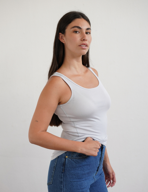 Alef Alef | אלף אלף - בגדי מעצבים | גופייה PERFECT אפור כחול Alef Alef | אלף אלף - בגדי מעצבים | גופייה PERFECT אפור כחול