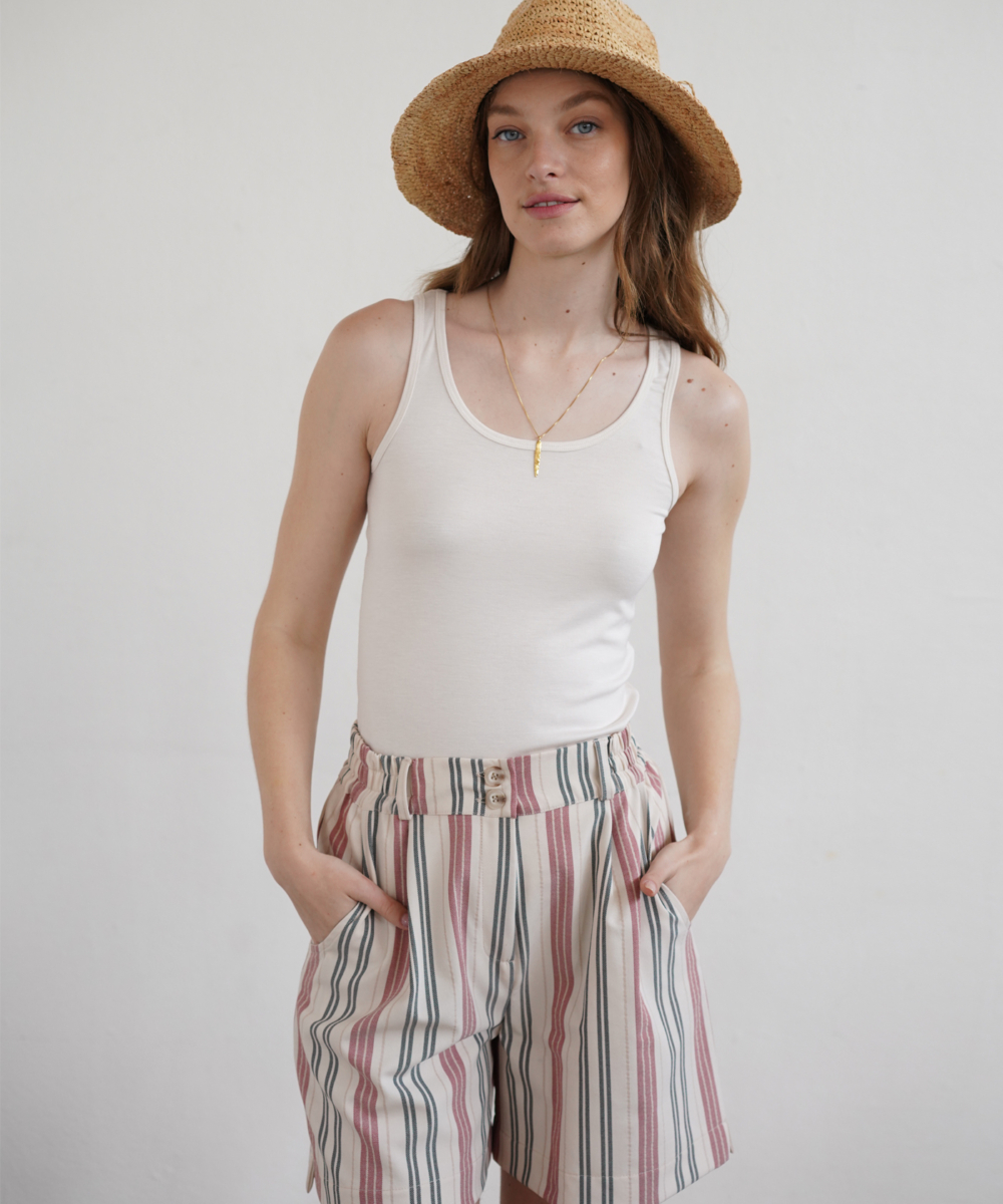 מכנסי ברמודה SIGNATURE פסים ווינטג'