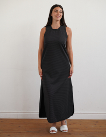 Alef Alef | אלף אלף - בגדי מעצבים | שמלת מקסי TUNNEL שחור נקודות