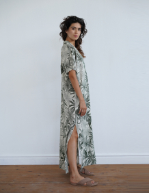 Alef Alef | אלף אלף - בגדי מעצבים | SPHINX שמלת גלביה דפוס ירוק לבן