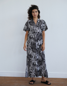 Alef Alef | אלף אלף - בגדי מעצבים | SPHINX שמלת גלביה דפוס שחור לבן