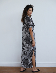 Alef Alef | אלף אלף - בגדי מעצבים | SPHINX שמלת גלביה דפוס שחור לבן