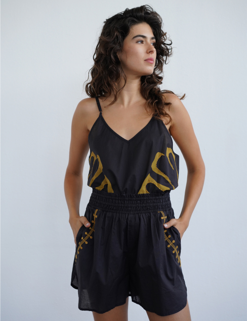 Alef Alef | אלף אלף - בגדי מעצבים | מכנסי VACATION שחור Alef Alef | אלף אלף - בגדי מעצבים | מכנסי VACATION שחור