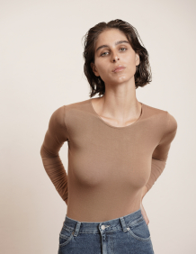Alef Alef | אלף אלף - בגדי מעצבים | NO.10- FITTED BODYSUIT CAMEL