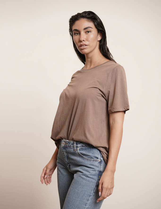 Alef Alef | אלף אלף - בגדי מעצבים | NO.3- SHORT T-SHIRT BROWN