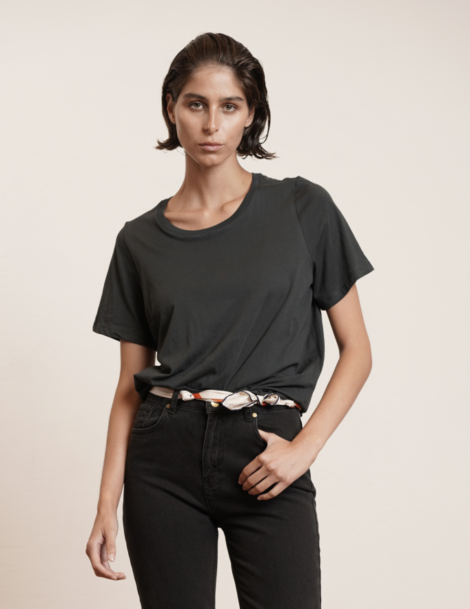 Alef Alef | אלף אלף - בגדי מעצבים | NO.3- SHORT T-SHIRT COAL