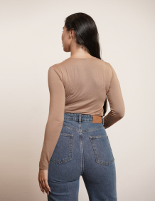 Alef Alef | אלף אלף - בגדי מעצבים | NO.10- FITTED BODYSUIT CAMEL