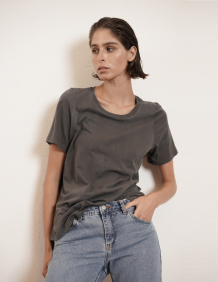 Alef Alef | אלף אלף - בגדי מעצבים | NO.3- SHORT T-SHIRT WASHED GRAY