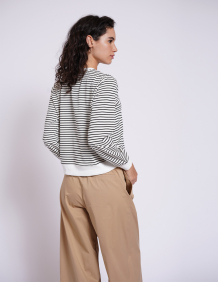 Alef Alef | אלף אלף - בגדי מעצבים | NO.11 סווטשירט פסים שחור לבן לנשים