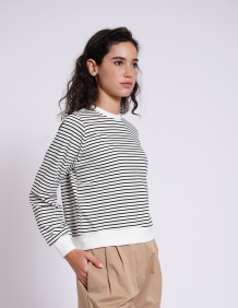 Alef Alef | אלף אלף - בגדי מעצבים | NO.11 סווטשירט פסים שחור לבן לנשים