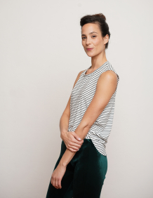 Alef Alef | אלף אלף - בגדי מעצבים | NO.6 גופייה פסים לבן שחור