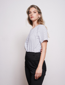 Alef Alef | אלף אלף - בגדי מעצבים | NO 3- SHORT T-SHIRT BLACK & WHITE STRIPE