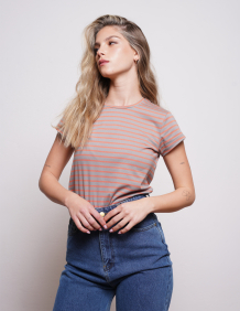 Alef Alef | אלף אלף - בגדי מעצבים | NO 14 FITTED T-SHIRT GREY& PEACH