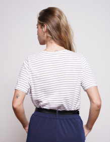 Alef Alef | אלף אלף - בגדי מעצבים | NO 3- SHORT T-SHIRT MOCAH& WHITE STRIPE