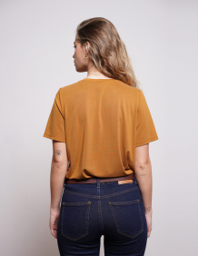 Alef Alef | אלף אלף - בגדי מעצבים | NO 3 - SHORT T-SHIRT OCHRE