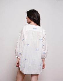Alef Alef | אלף אלף - בגדי מעצבים | גלביה NARKIS שמנת רקמה כחול