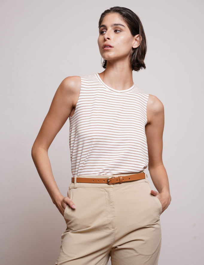 Alef Alef | אלף אלף - בגדי מעצבים | NO.6A TANK TOP MOCHA STRIPES