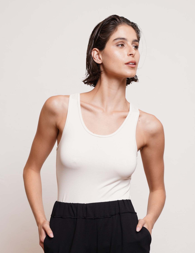 Alef Alef | אלף אלף - בגדי מעצבים | NO.15 FITTED TANK TOP CREAM