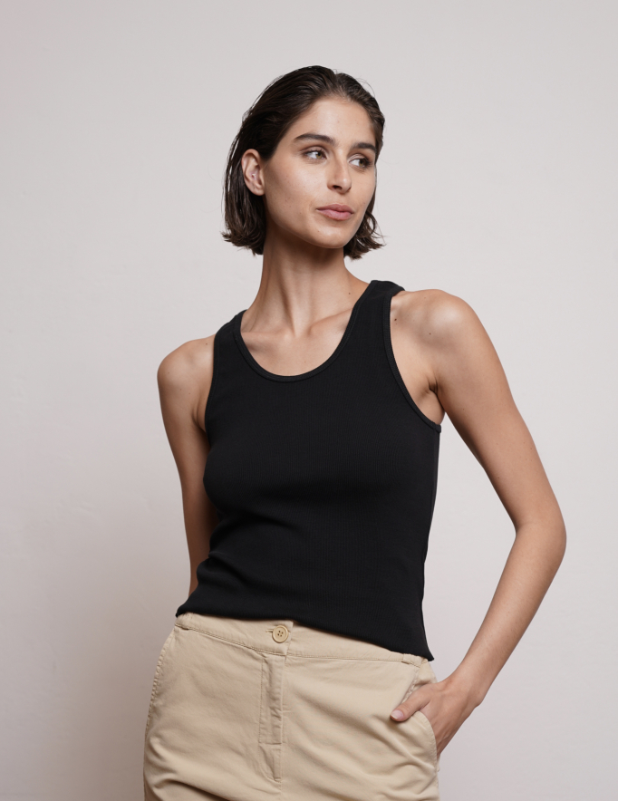 Alef Alef | אלף אלף - בגדי מעצבים | NO.4 RIBBED TANK TOP BALCK