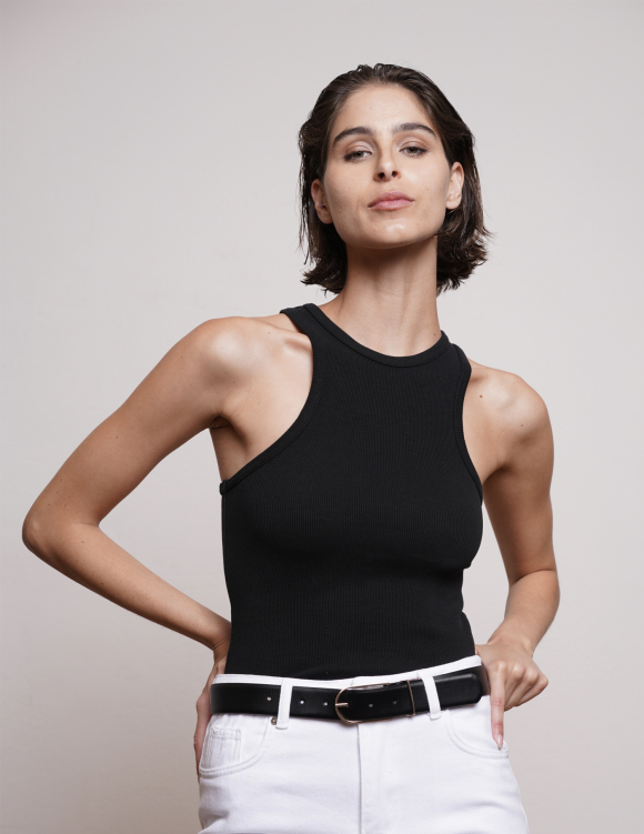 Alef Alef | אלף אלף - בגדי מעצבים | NO.5 SLIM RIBBED TANK TOP BLACK