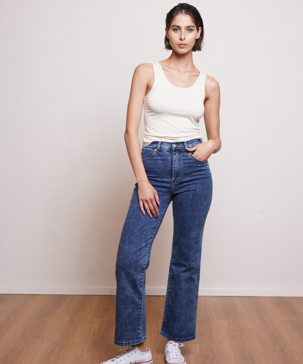 Alternative view of ג'ינס G DENIM רגל רחבה כחול ווש