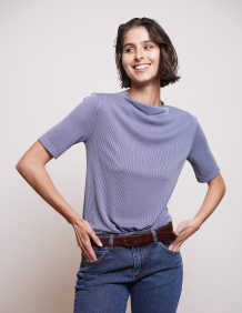 Alef Alef | אלף אלף - בגדי מעצבים | NO.8- HIGH NECK SHIRT BLUE