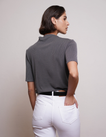 Alef Alef | אלף אלף - בגדי מעצבים | NO.8- HIGH NECK SHIRT GREY