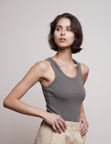 Alef Alef | אלף אלף - בגדי מעצבים | NO.4 RIBBED TANK TOP GRAY