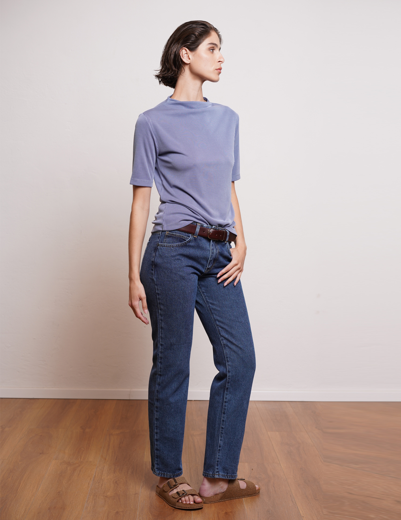 ג'ינס E DENIM גזרה ישרה כחול – תמונה 3