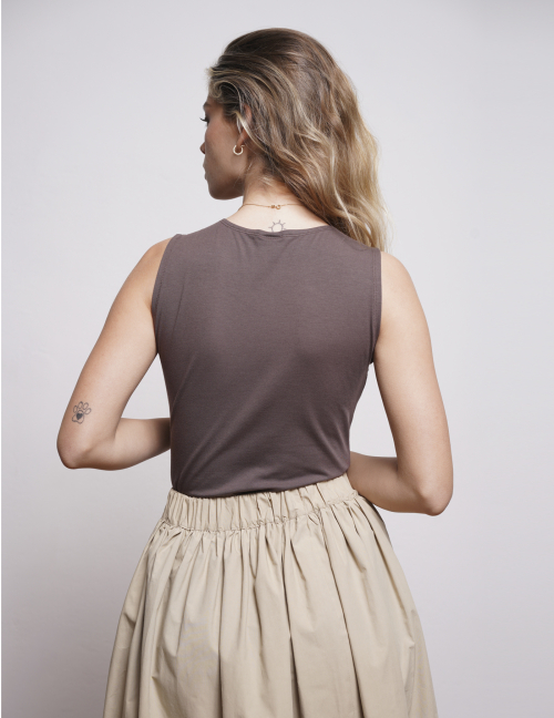 Alef Alef | אלף אלף - בגדי מעצבים | בגד גוף גופייה NO.20 חום Alef Alef | אלף אלף - בגדי מעצבים | בגד גוף גופייה NO.20 חום