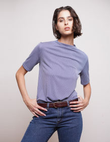 Alef Alef | אלף אלף - בגדי מעצבים | NO.8- HIGH NECK SHIRT BLUE