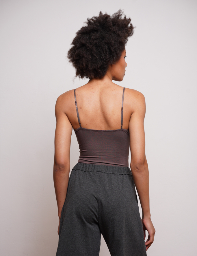 Alef Alef | אלף אלף - בגדי מעצבים | NO 22 TRIANGLE BODYSUIT BROWN