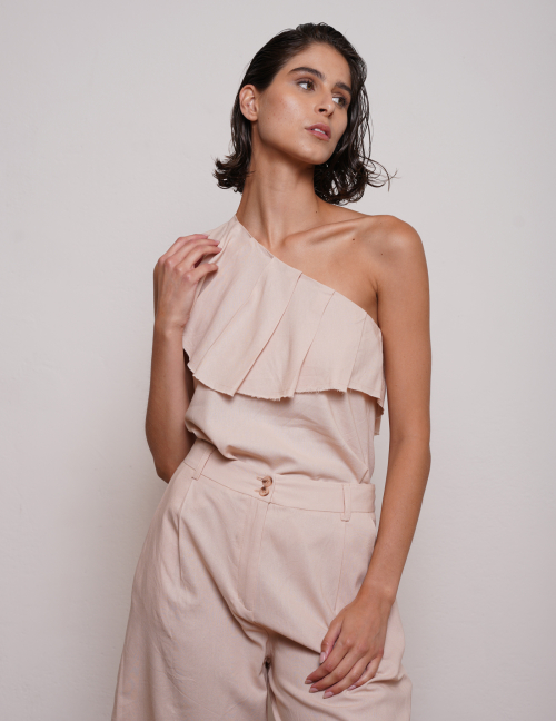 Alef Alef | אלף אלף - בגדי מעצבים | גופיית DAISY כתף אחת פודרה Alef Alef | אלף אלף - בגדי מעצבים | גופיית DAISY כתף אחת פודרה