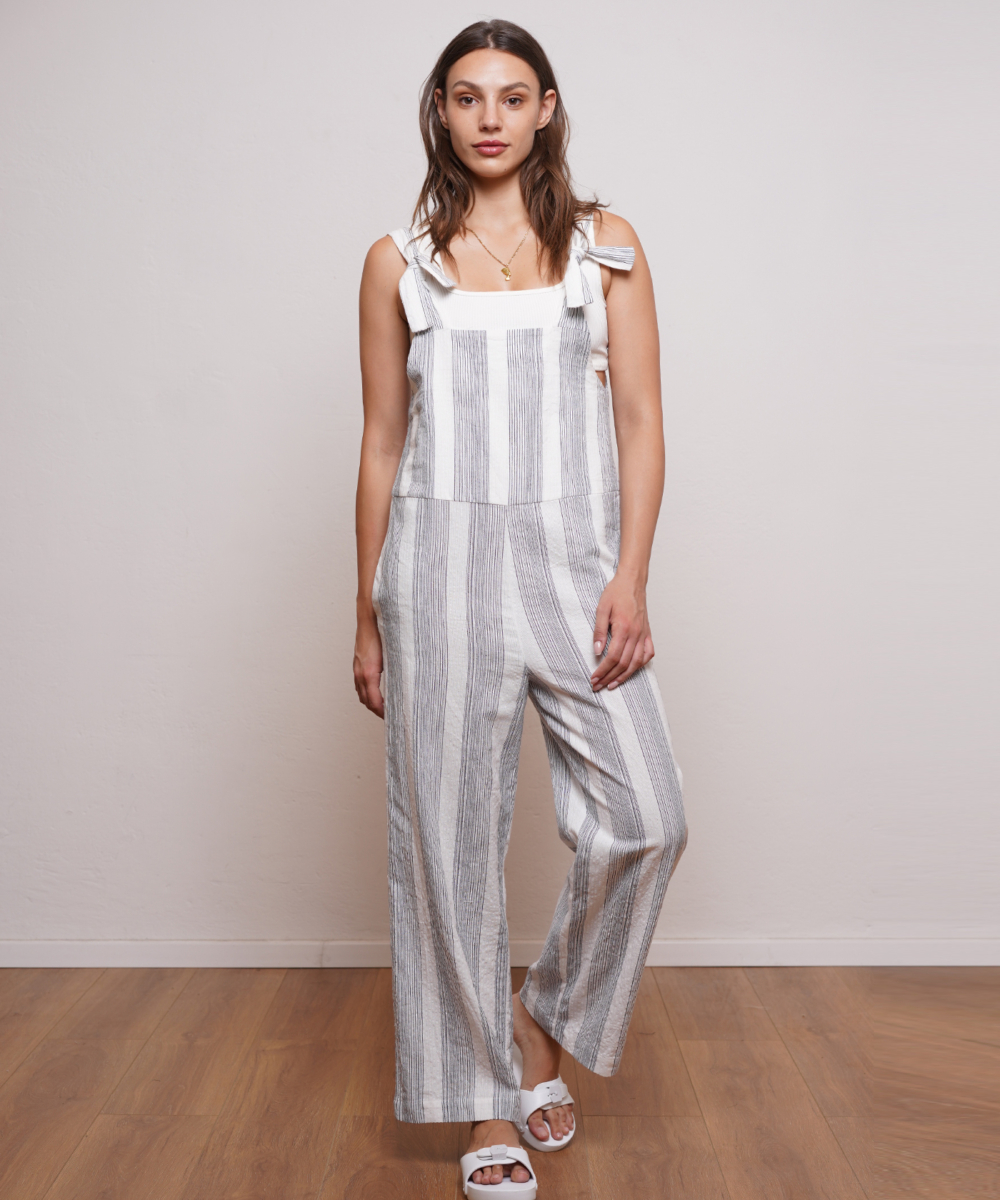 אוברול JASMIN פסים שחור