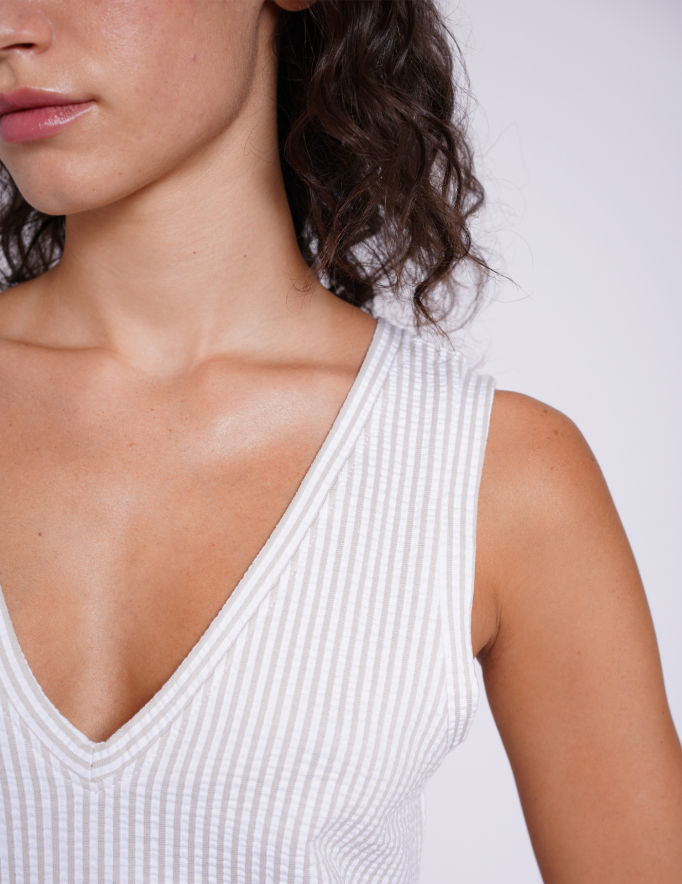 Alef Alef | אלף אלף - בגדי מעצבים | שמלת מקסי PETUNIA אבן פס Alef Alef | אלף אלף - בגדי מעצבים | שמלת מקסי PETUNIA אבן פס