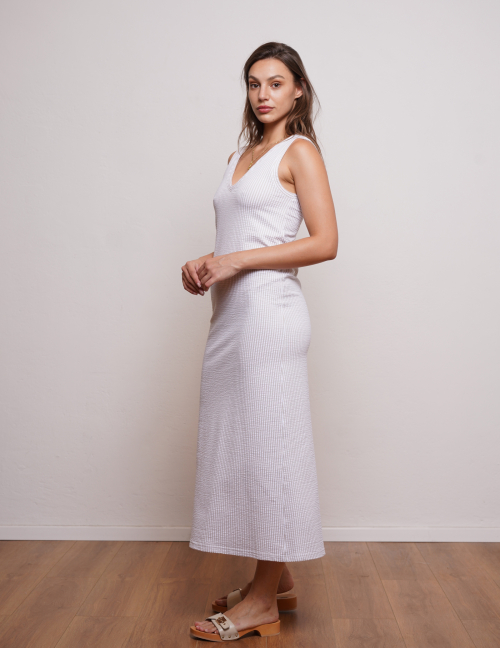 Alef Alef | אלף אלף - בגדי מעצבים | שמלת מקסי PETUNIA אבן פס Alef Alef | אלף אלף - בגדי מעצבים | שמלת מקסי PETUNIA אבן פס