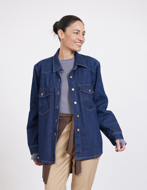 Alef Alef | אלף אלף - בגדי מעצבים | ג'קט ג'ינס S JACKET כחול עמוק Alef Alef | אלף אלף - בגדי מעצבים | ג'קט ג'ינס S JACKET כחול עמוק